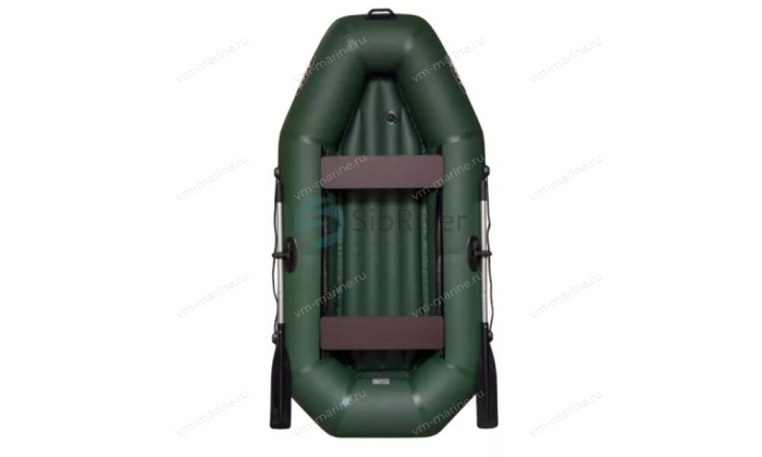 Лодка надувная гребная Агул-255НД надувное дно зелёный