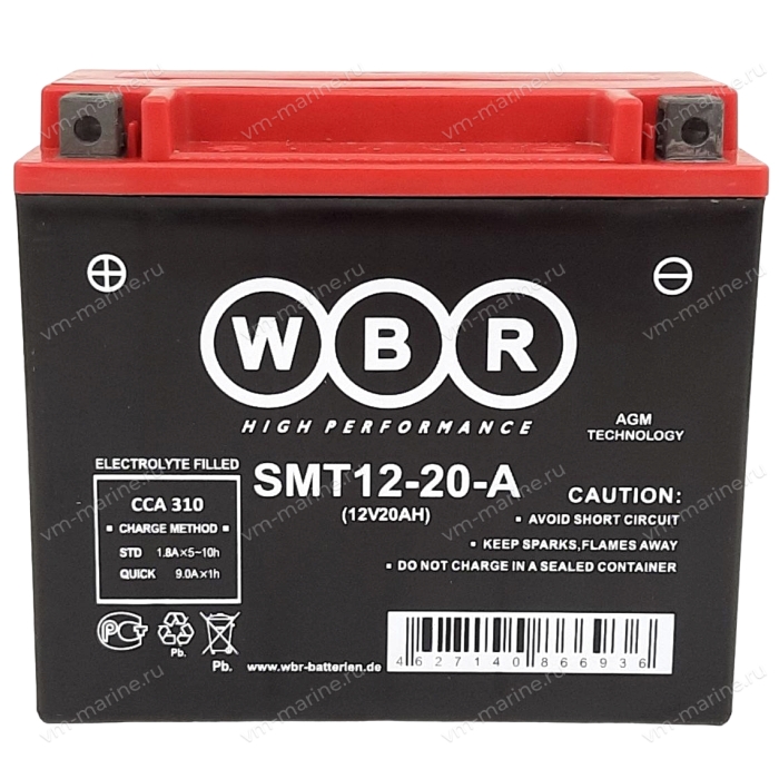 Аккумулятор WBR 175*85*155 SMT12-20A (полярность прямая)