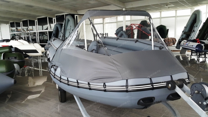 Лодка надувная моторная Хатанга Jet-475 Lux НДНД с фальшбортом серый