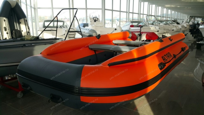 Лодка надувная моторная ALTAIR HDS460FB фальшборт, НДНД оранжевый/серый