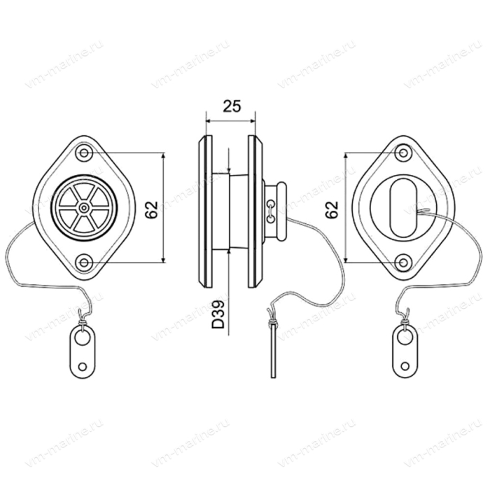 Клапан сливной для лодки серый