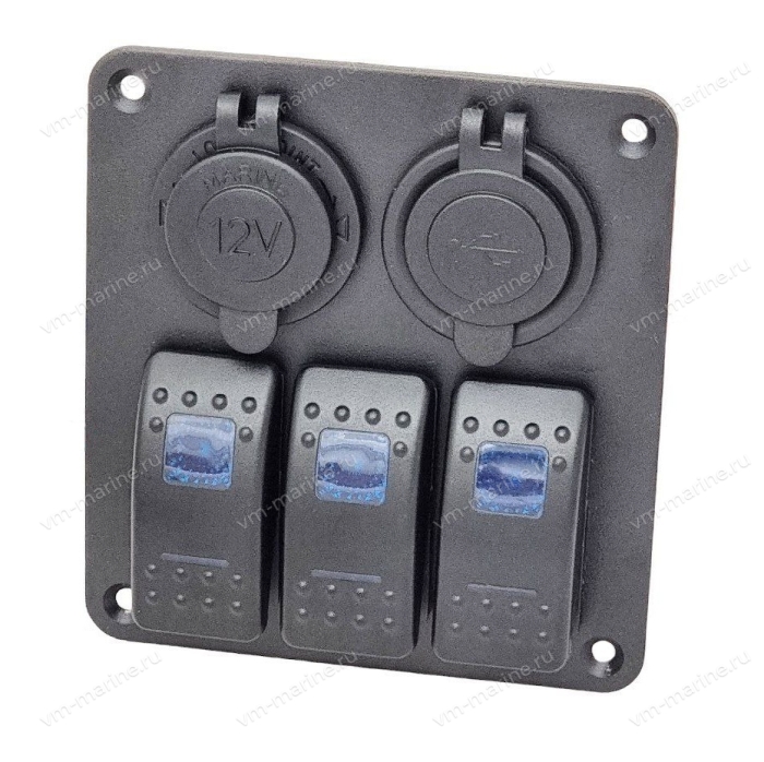 Панель 12V с разъёмами и включателями SF50803-3H1P1U