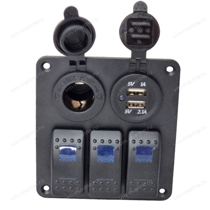 Панель 12V с разъёмами и включателями SF50803-3H1P1U