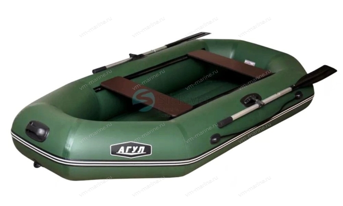 Лодка надувная гребная Агул-255НД надувное дно зелёный