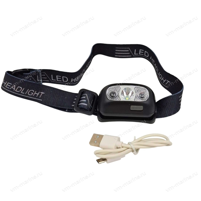 Фонарь налобный сенсорный NISUS 120 LM, IPX4, USB (AN-FN-3056S)