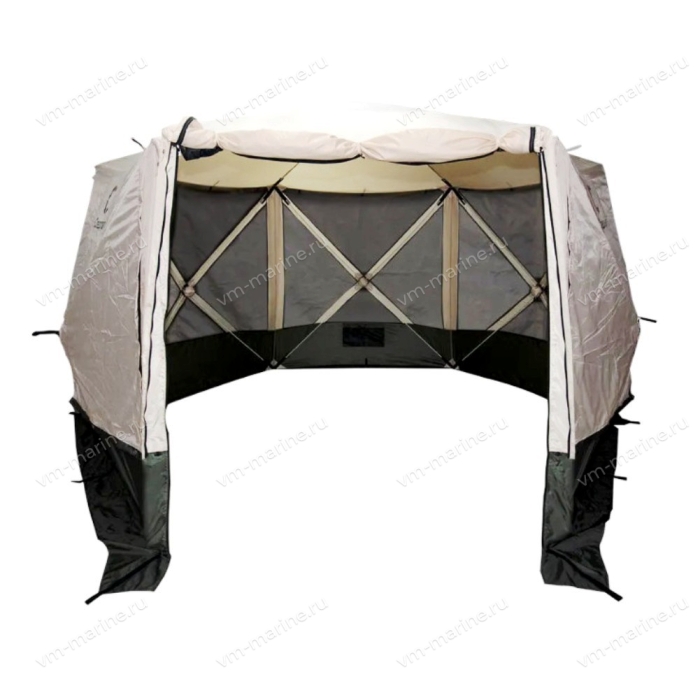 Шатёр СЛЕДОПЫТ быстро сборный 6 стен / 3,35 х 3,85 х 2,25м / 9,3кв.м бежевый/хаки (PF-TOR-K06)