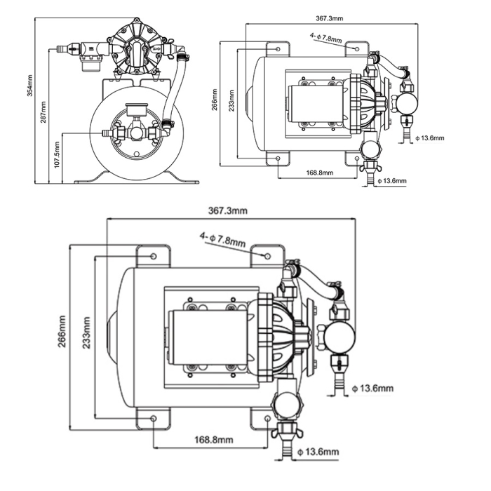 Насос подачи пресной воды с бачком 12V SFWSK1-050-060-0021