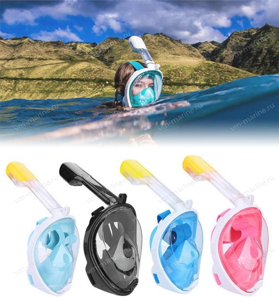 Маска с трубкой FREE BREATH, синяя, размер L-XL SF70584-2B