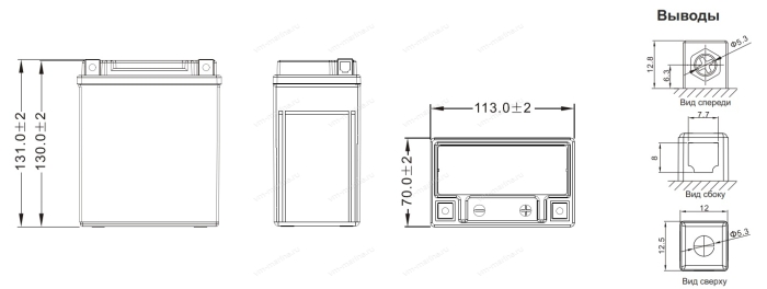 Аккумулятор WBR 113*70*131 MT12-7A (полярность обратная)