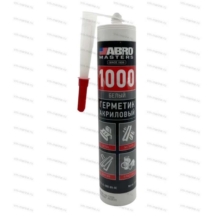 Герметик акриловый, белый 1000 ABRO MASTERS (310 мл) AS-1000-WH-RE