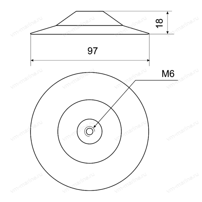 Крепление круглое для ПВХ лодки серый