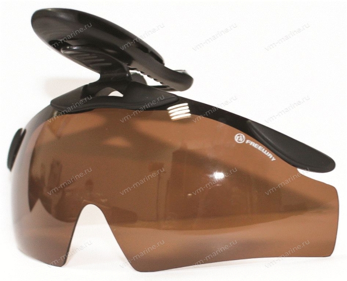 Очки поляризационные с клипсой на козырёк FW 010013-B15 коричневый, жёсткий чехол