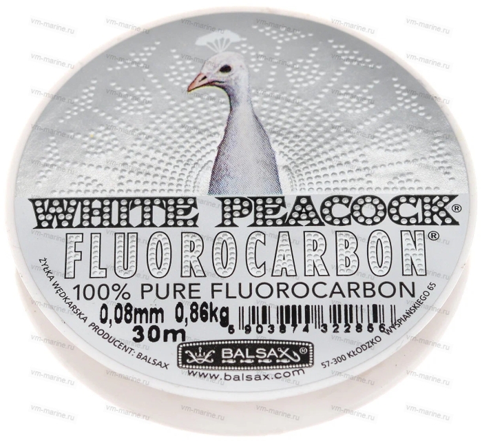 Леска зимняя флюорокарбоновая -40С BALSAX White Peacock Fluo 0,12мм/1,52кг/30м