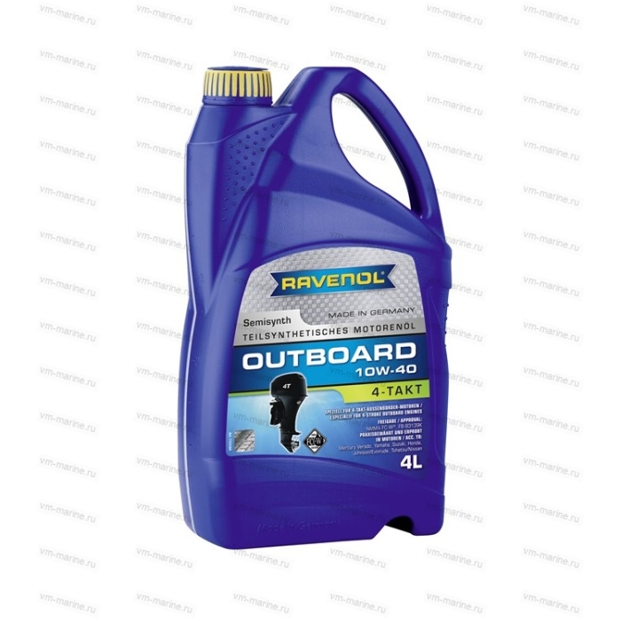 Масло для лодочных моторов RAVENOL Outboardoel 4T SAE 10W-40 (4 л)