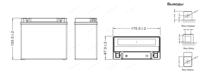 Аккумулятор WBR 175*87*155 MT12-20A (полярность прямая)