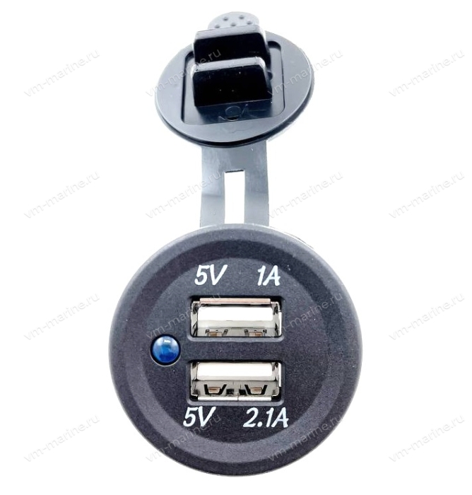Гнездо USB, вход 12/24V, выход 5V 2.1 и 1А SF50782-1