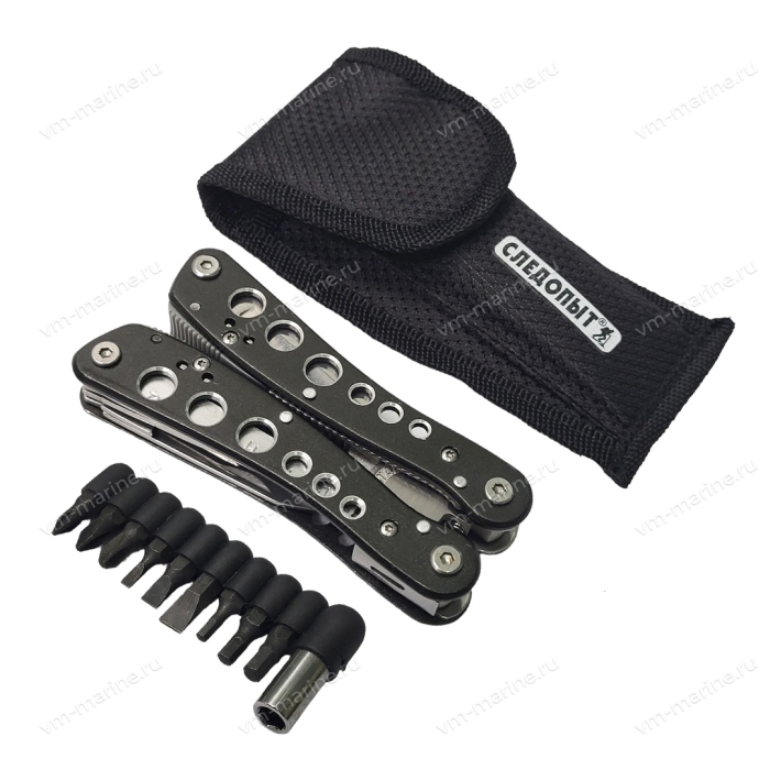 Мультитул (плоскогубцы) "СЛЕДОПЫТ", 18 предметов, в чехле/60/ PF-MT-09