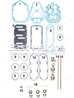 Прокладки, к-т, Mercury 2.5L 135-175 DFI, 150/175 EFI 500-222