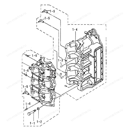 Блок цилиндров Tohatsu 40D, 50D, Mercury 40-50 (TMC)